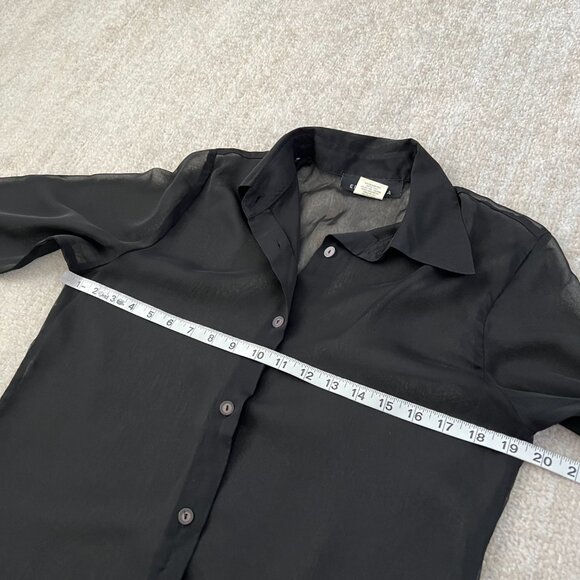 3 for $6 Elegancia Sheer Long Sleeve Summer Black Blouse Top S - Picture 6 of 10